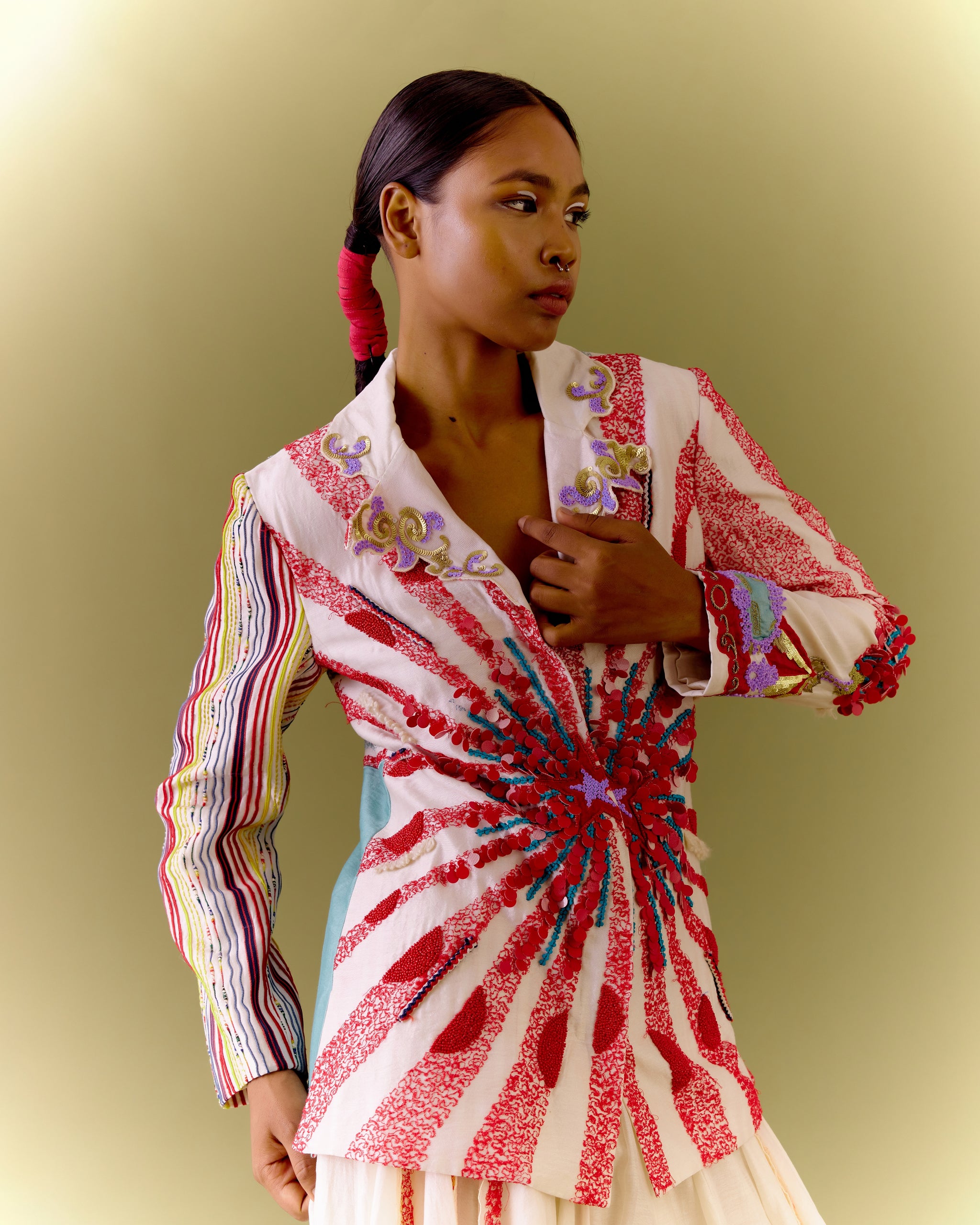 Ivory Lace Tribal Eyelet Sheer Jacket main image 0