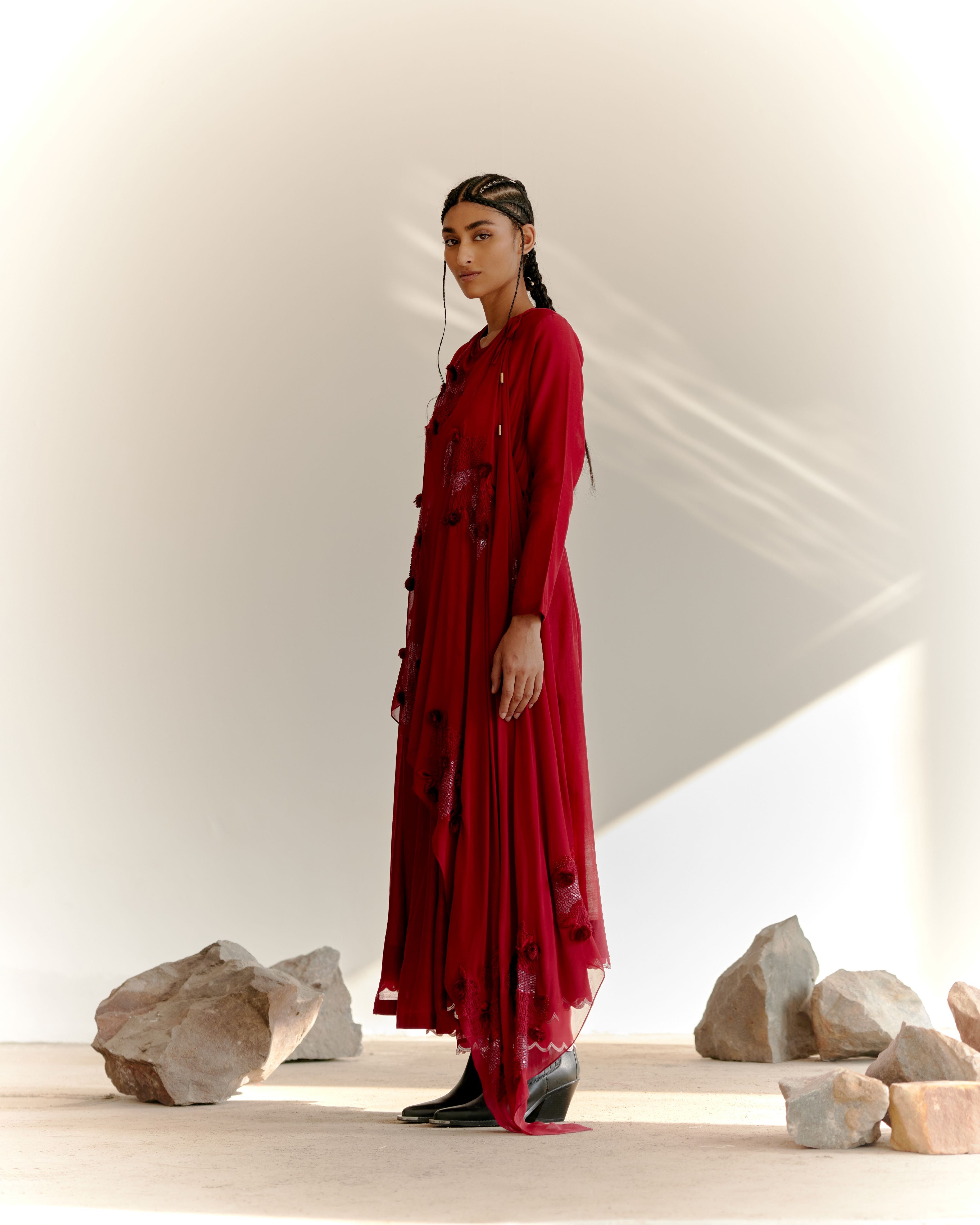 SHAWL BLOSSOM - MAROON