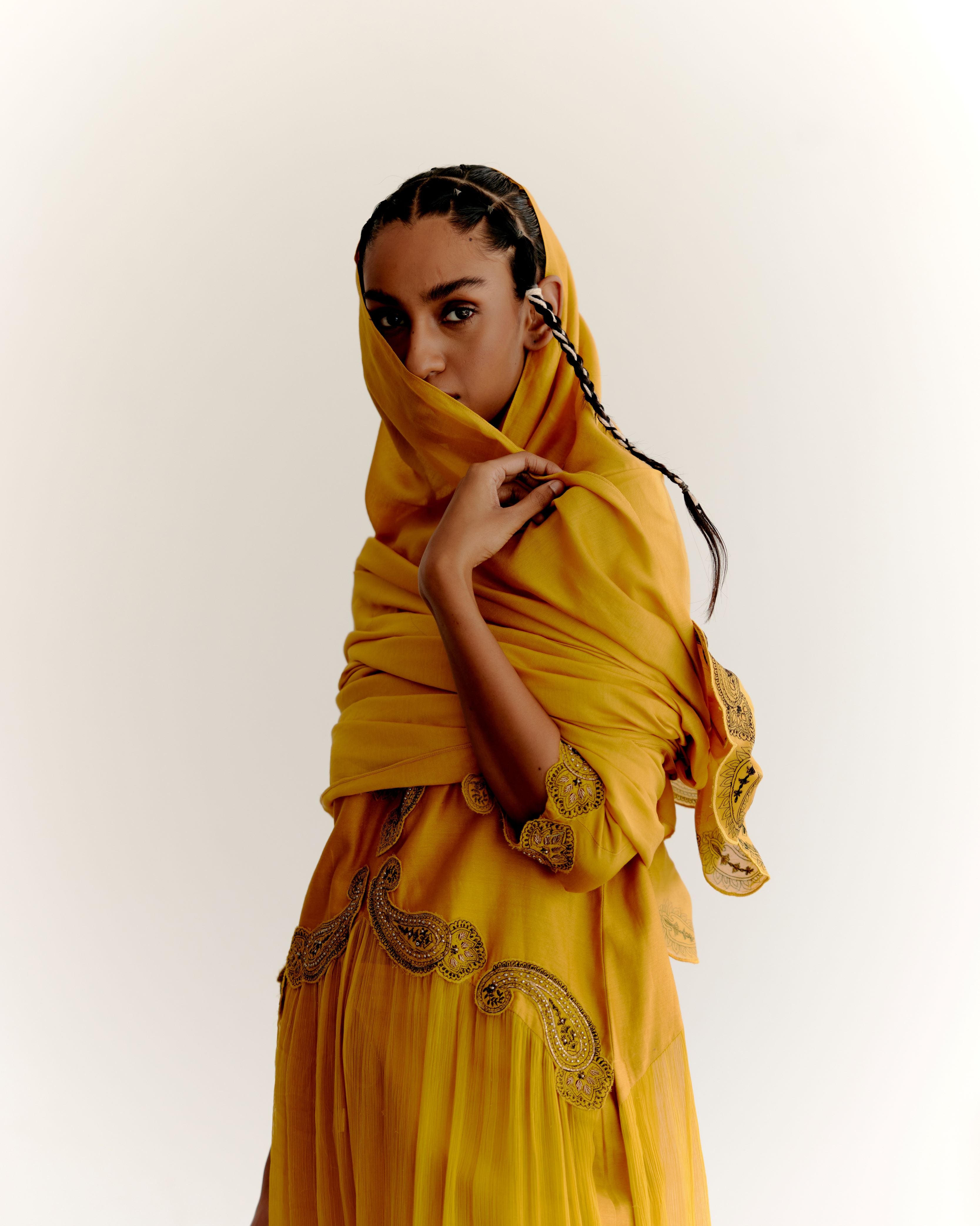 PAISLEY STRAIGHT KURTA - MUSTARD