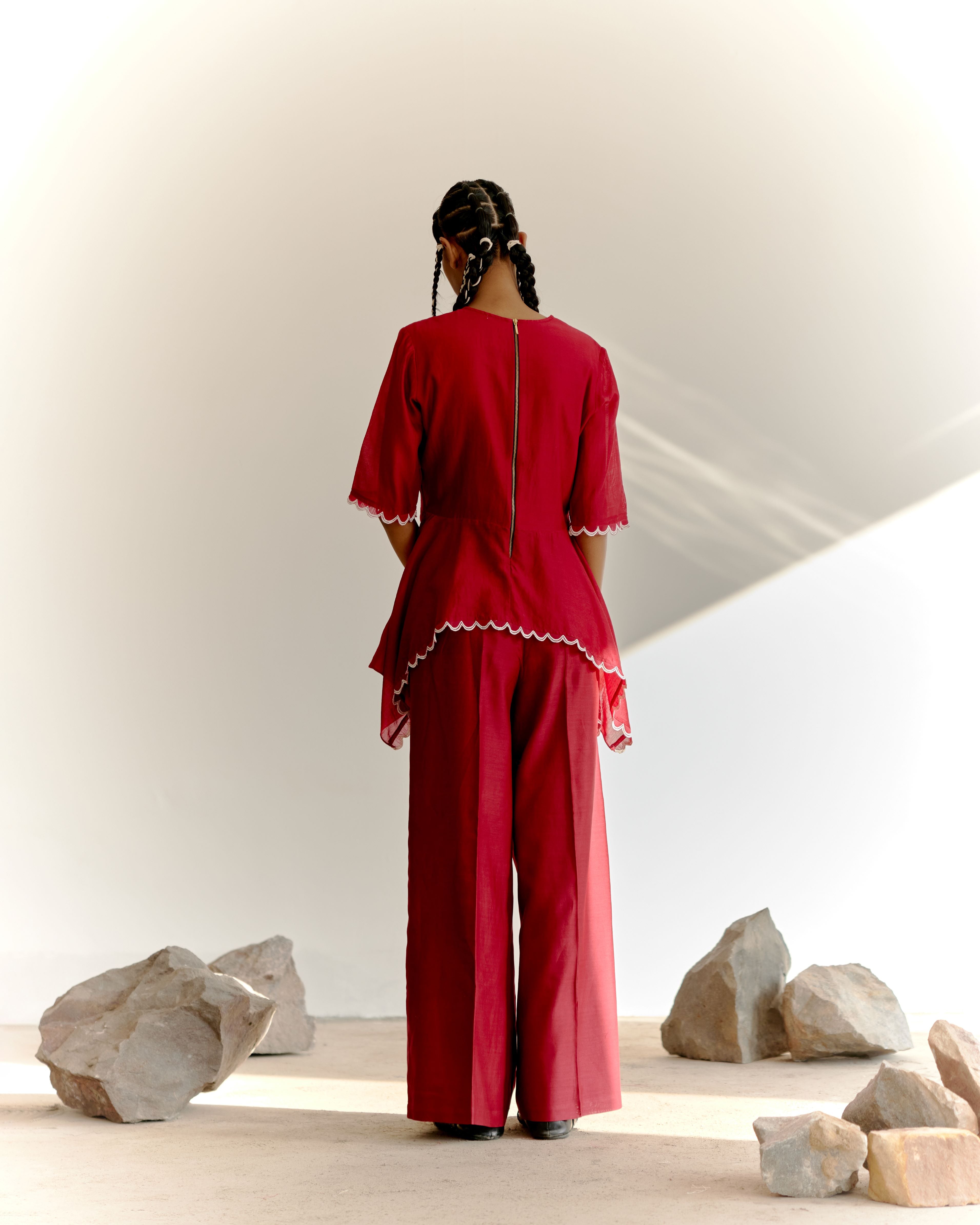 YOKE CO-ORD SET - MAROON