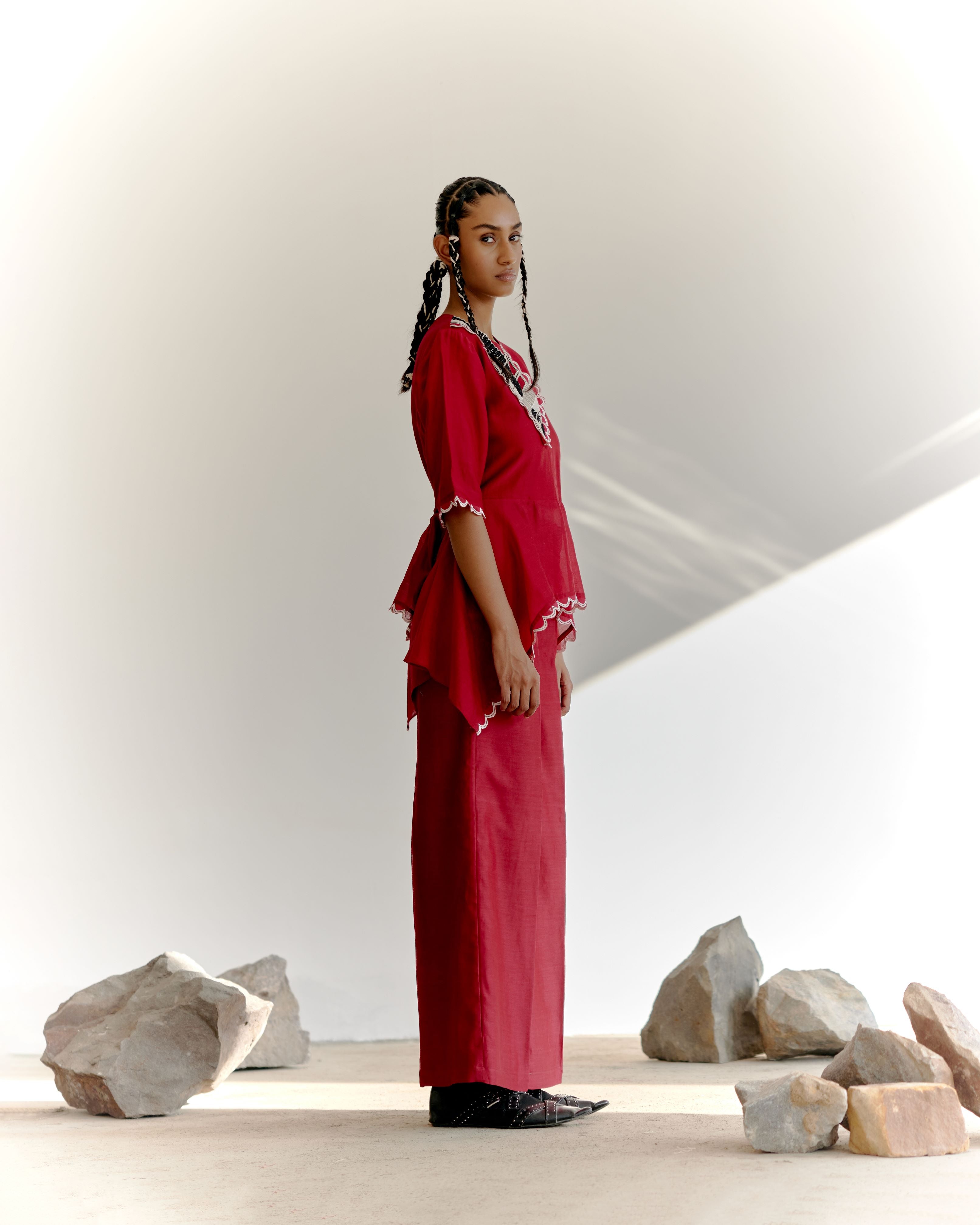 YOKE CO-ORD SET - MAROON