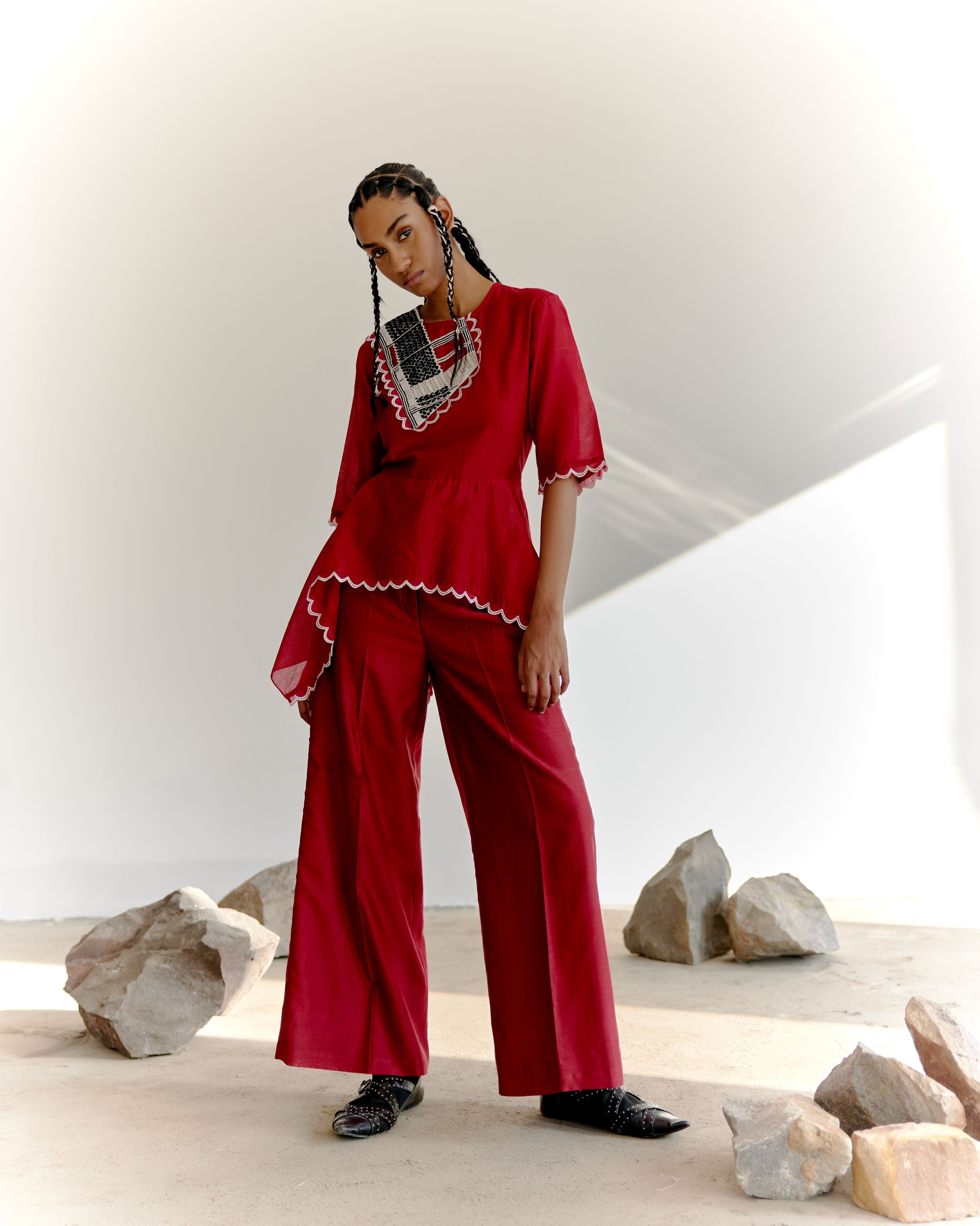 YOKE CO-ORD SET - MAROON