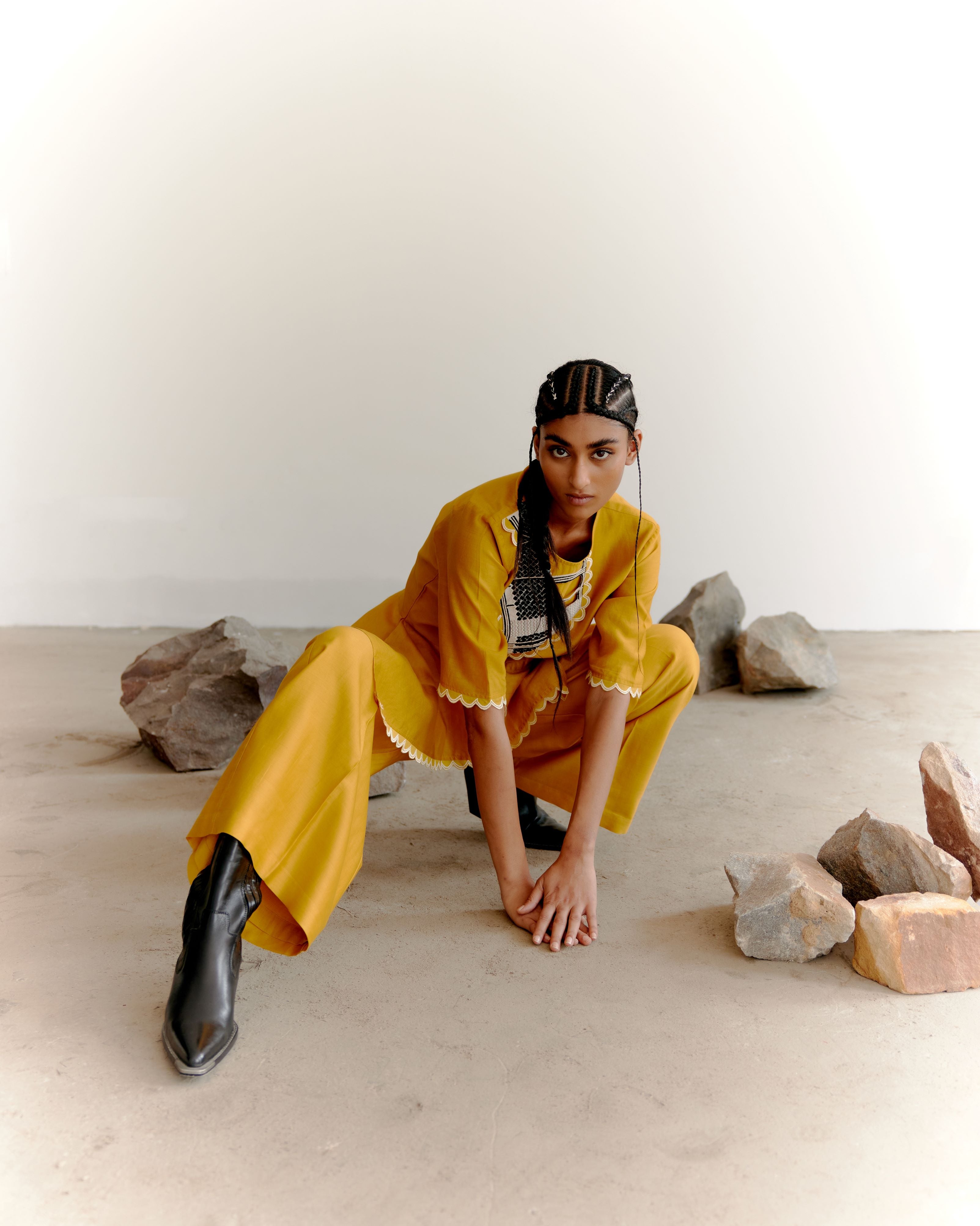 YOKE CO-ORD SET - MUSTARD