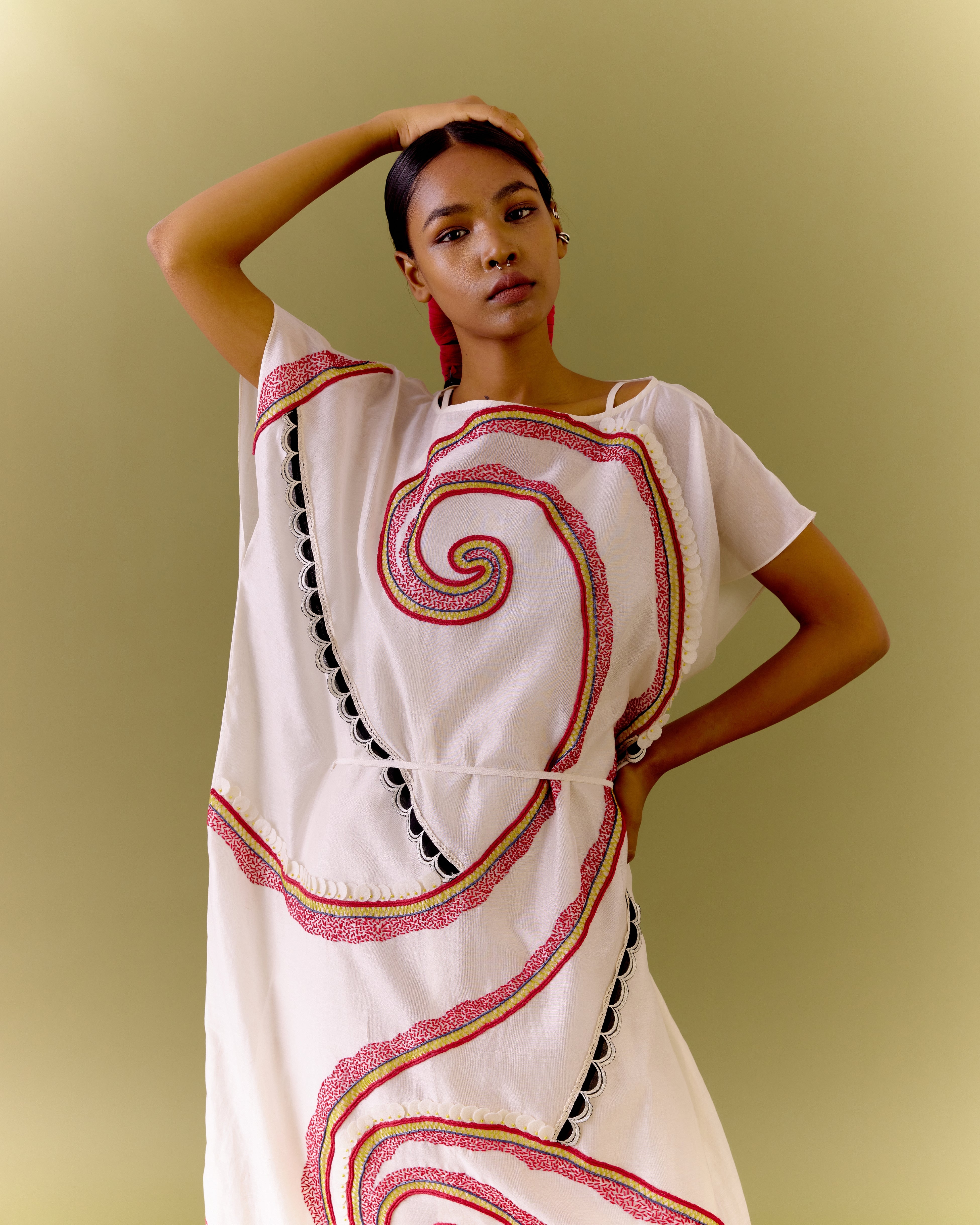 SWIRL KAAFTAN IVORY