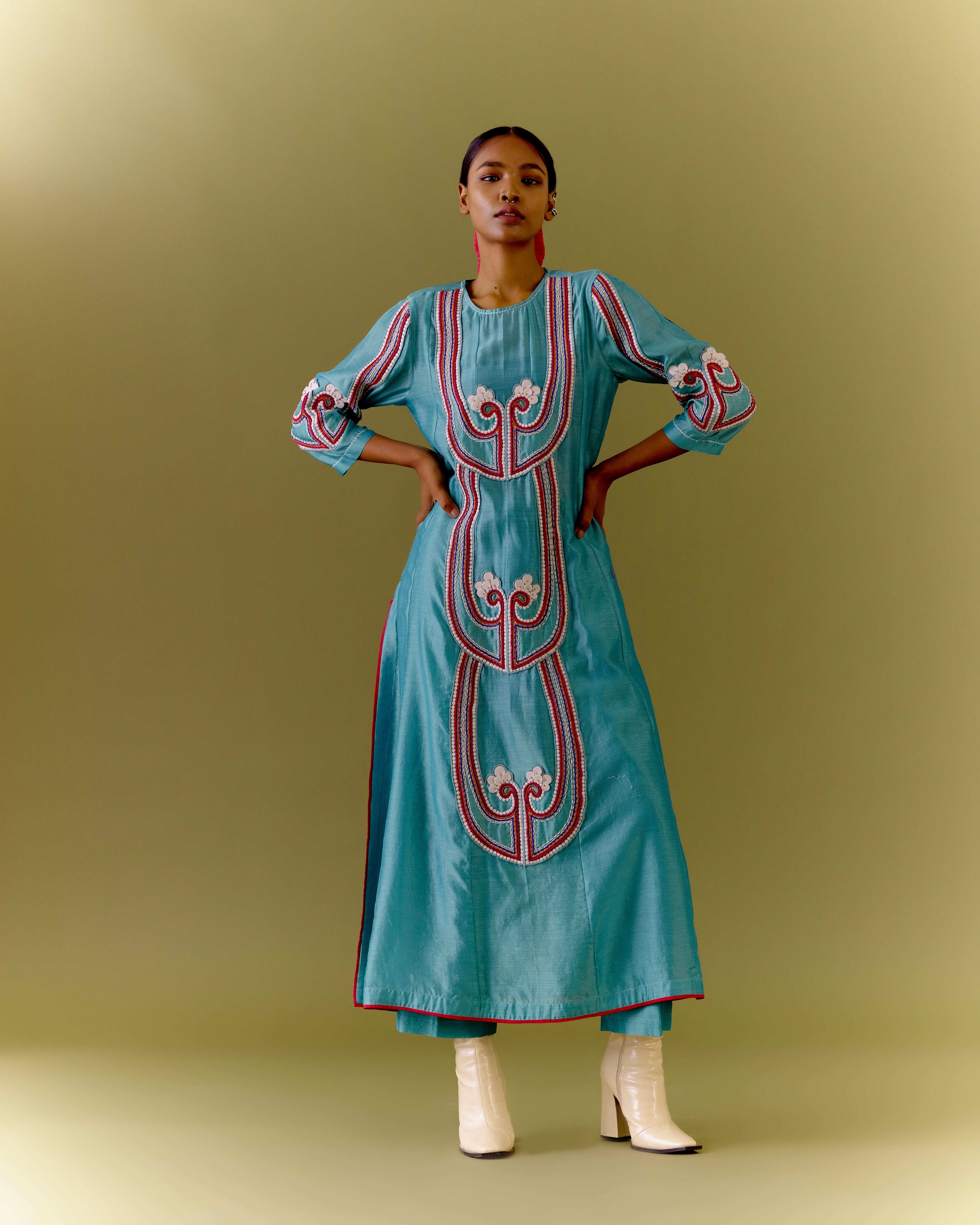 ENCHANTED STRAIGHT KURTA (SAGE)
