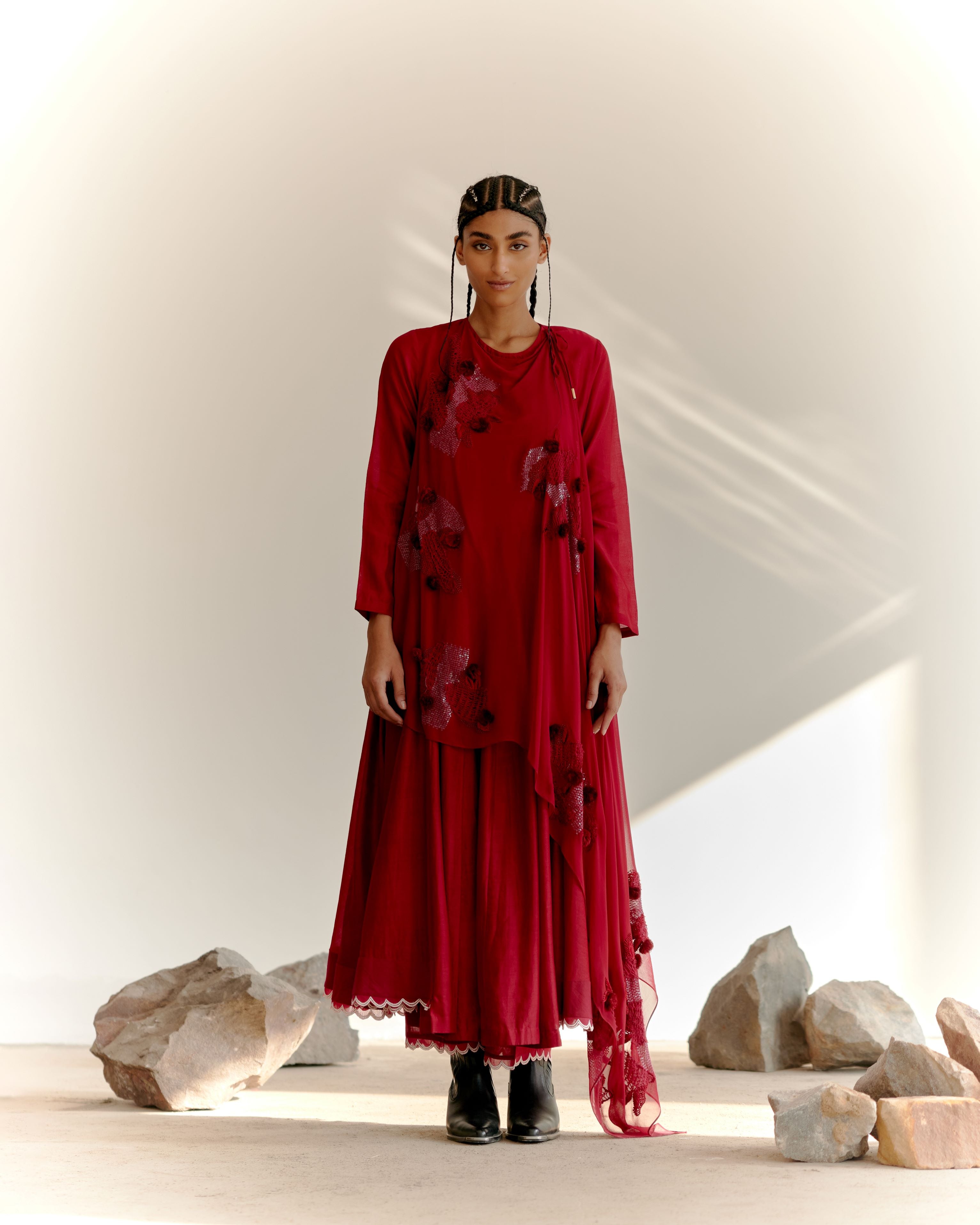 SHAWL BLOSSOM - MAROON