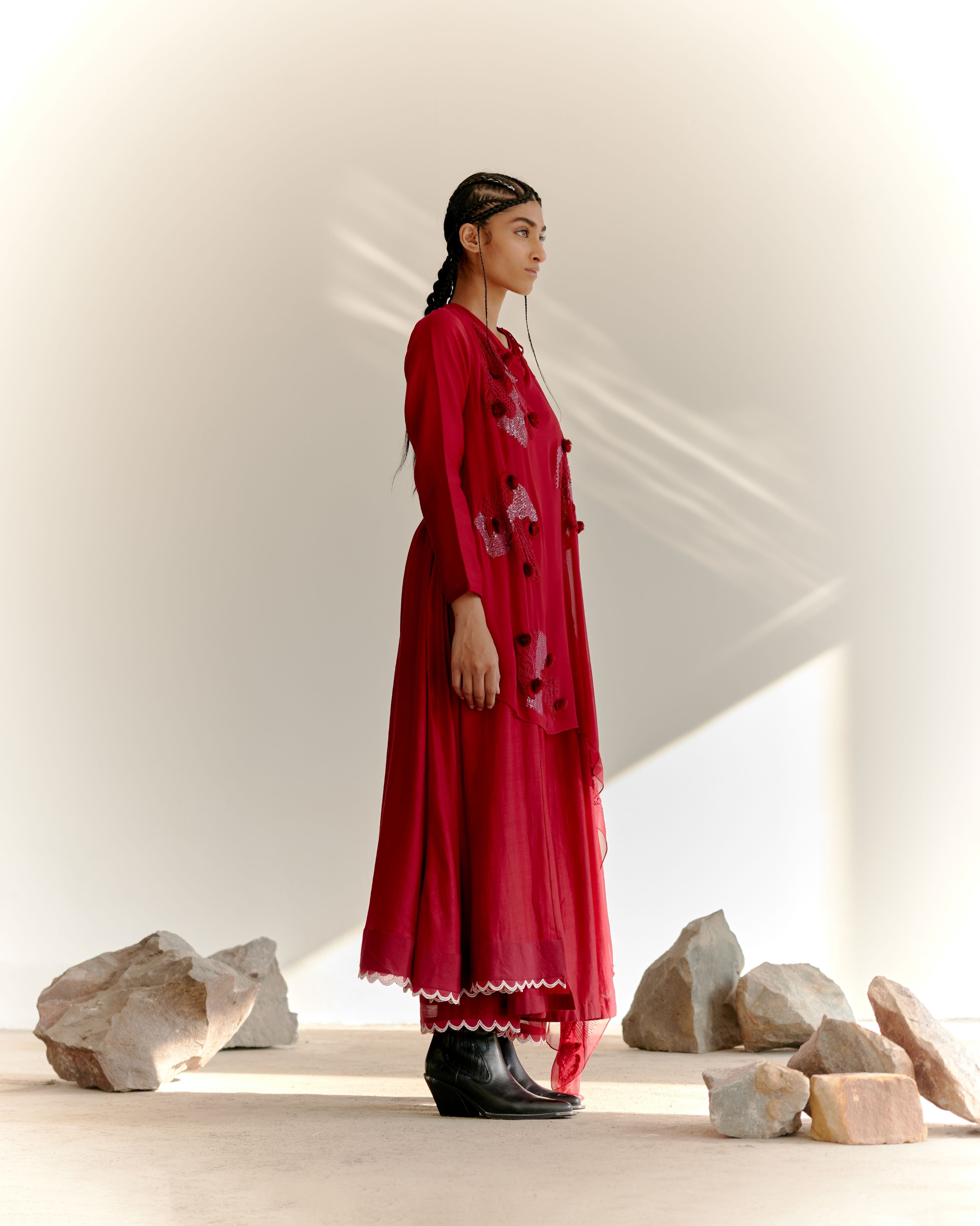 SHAWL BLOSSOM - MAROON