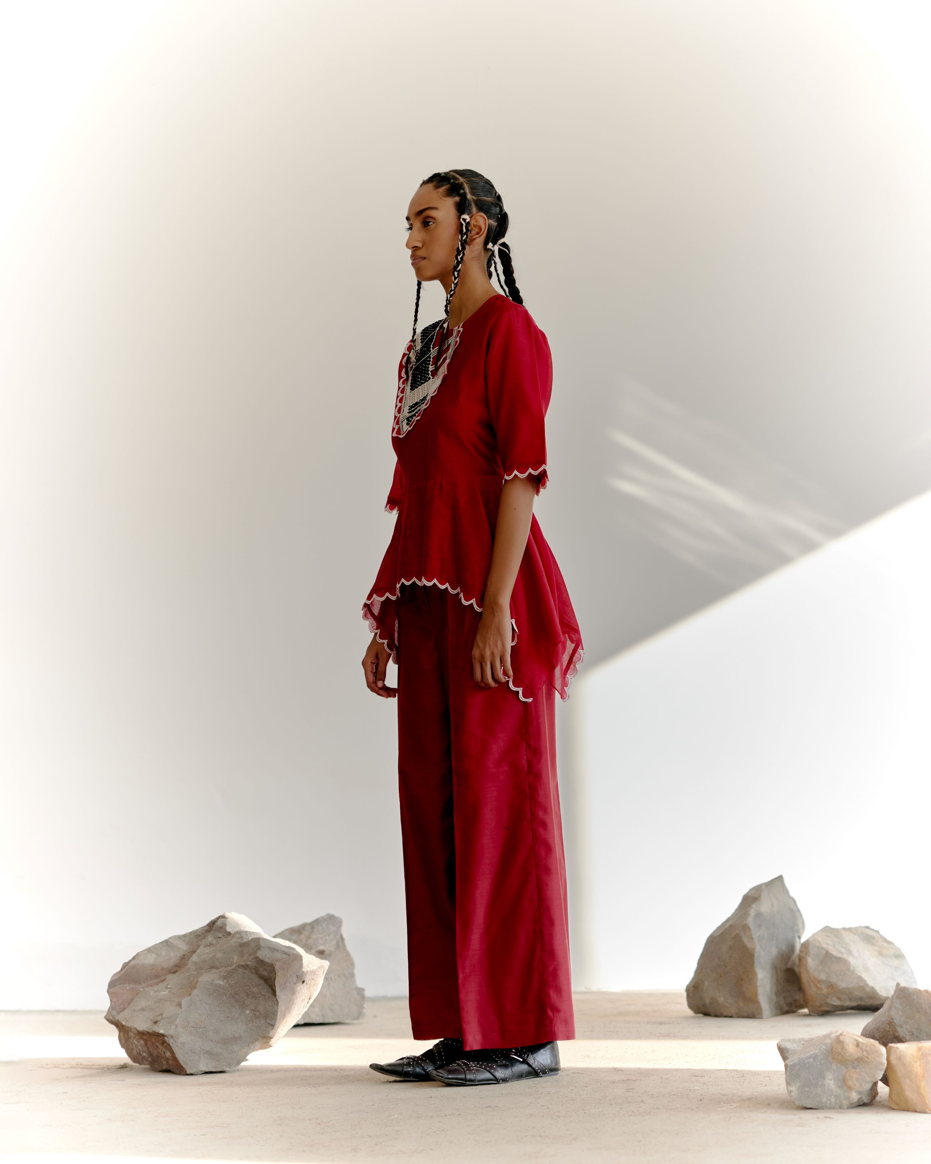 YOKE CO-ORD SET - MAROON